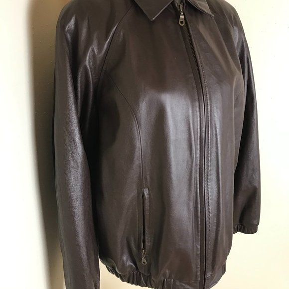 Preston & York Brown Genuine Leather Jacket Medium - Picture 2 of 12